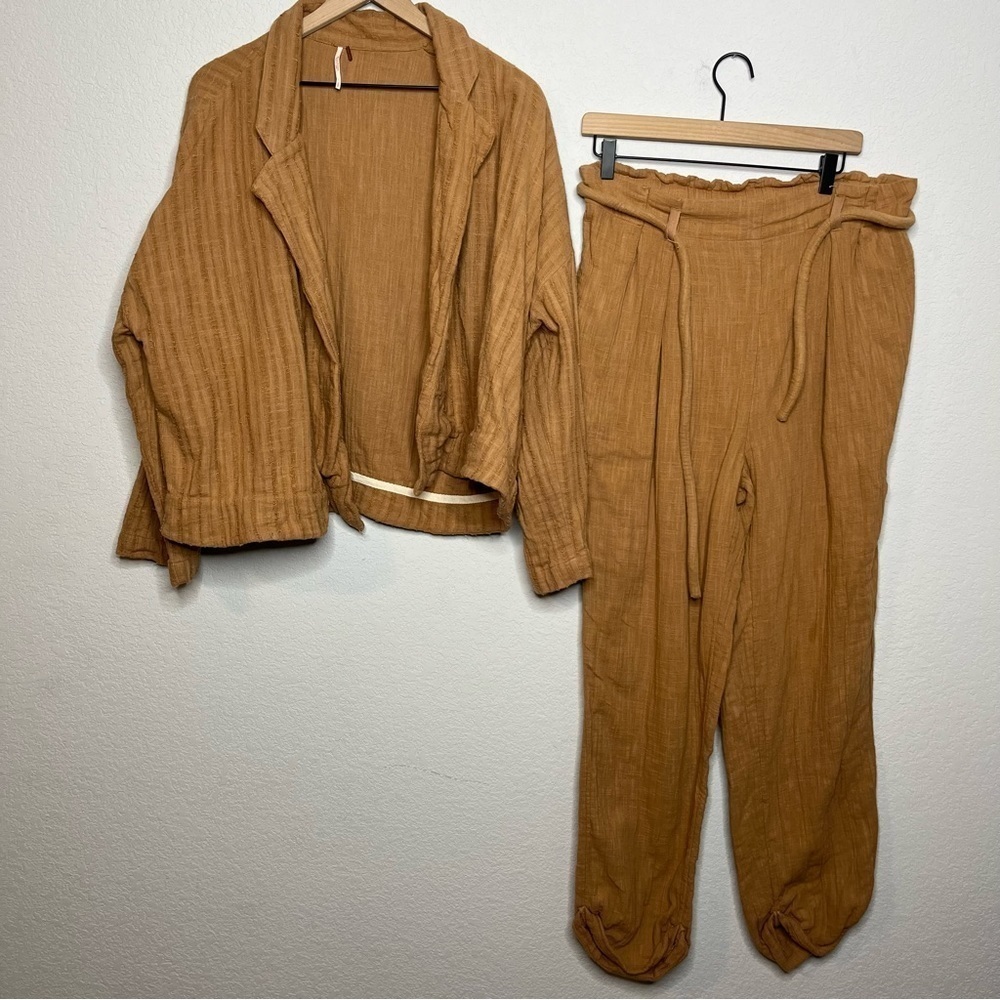 Free People Tan Jacket and Pants Set